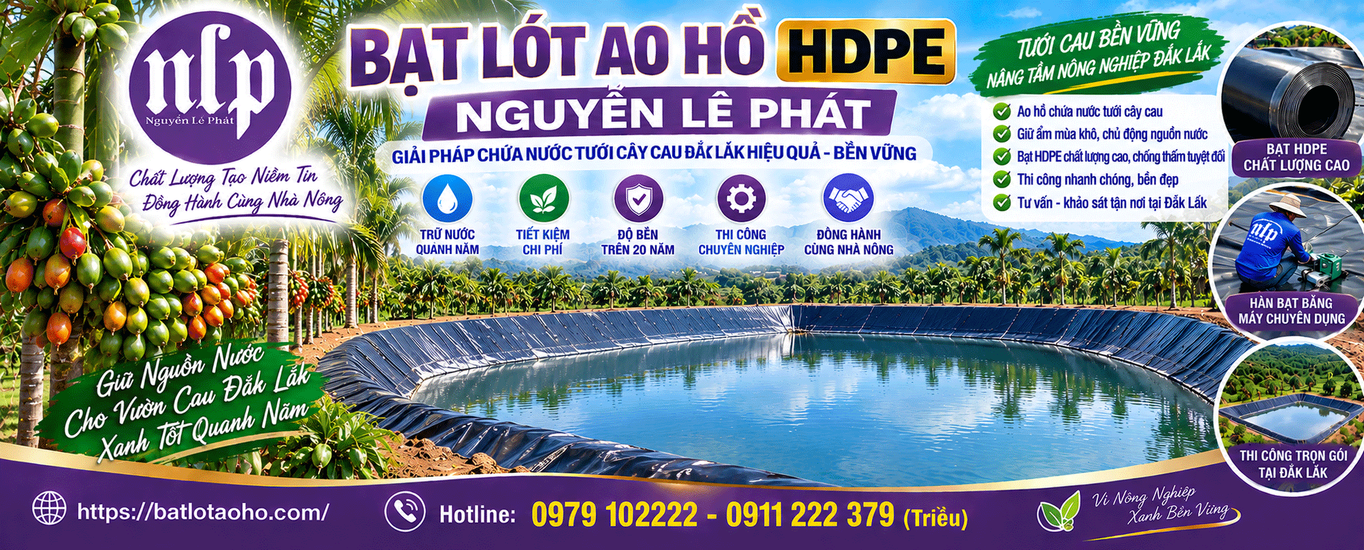 Bạt lót ao hồ chứa nước tưới cau