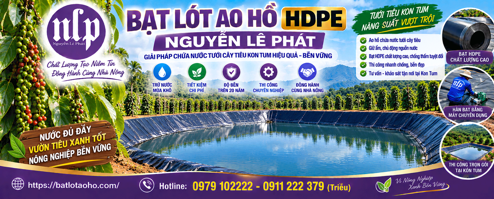 Bạt lót ao hồ tưới tiêu