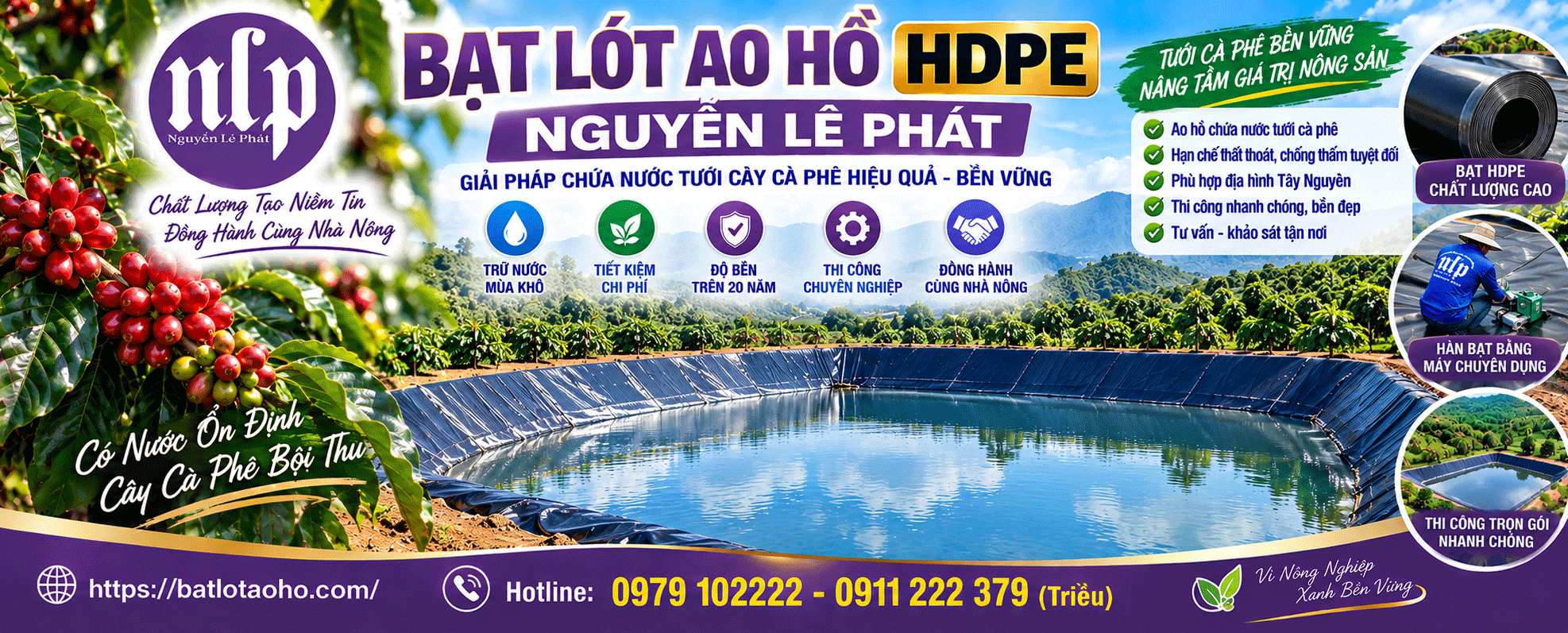 Bạt lót ao hồ tưới cafe